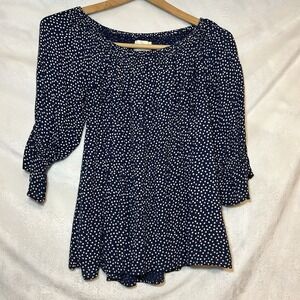 Ralph Lauren Denim and Supply Size Small Navy Blue Polka Dot Peasant Blouse Boho